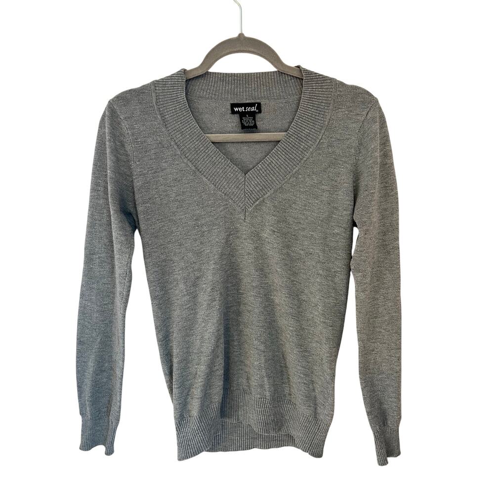 Wet Seal Y2K Vintage V-Neck Gray Sweater | L